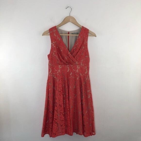 Eliza J Coral Lace Sleeveless Fit Flare Dress Size 6 - Picture 16 of 16